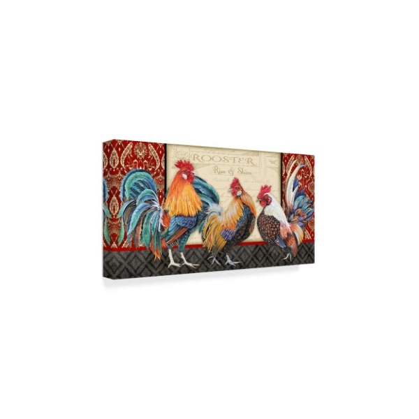 Jean Plout 'Three Roosters' Canvas Art,24x47